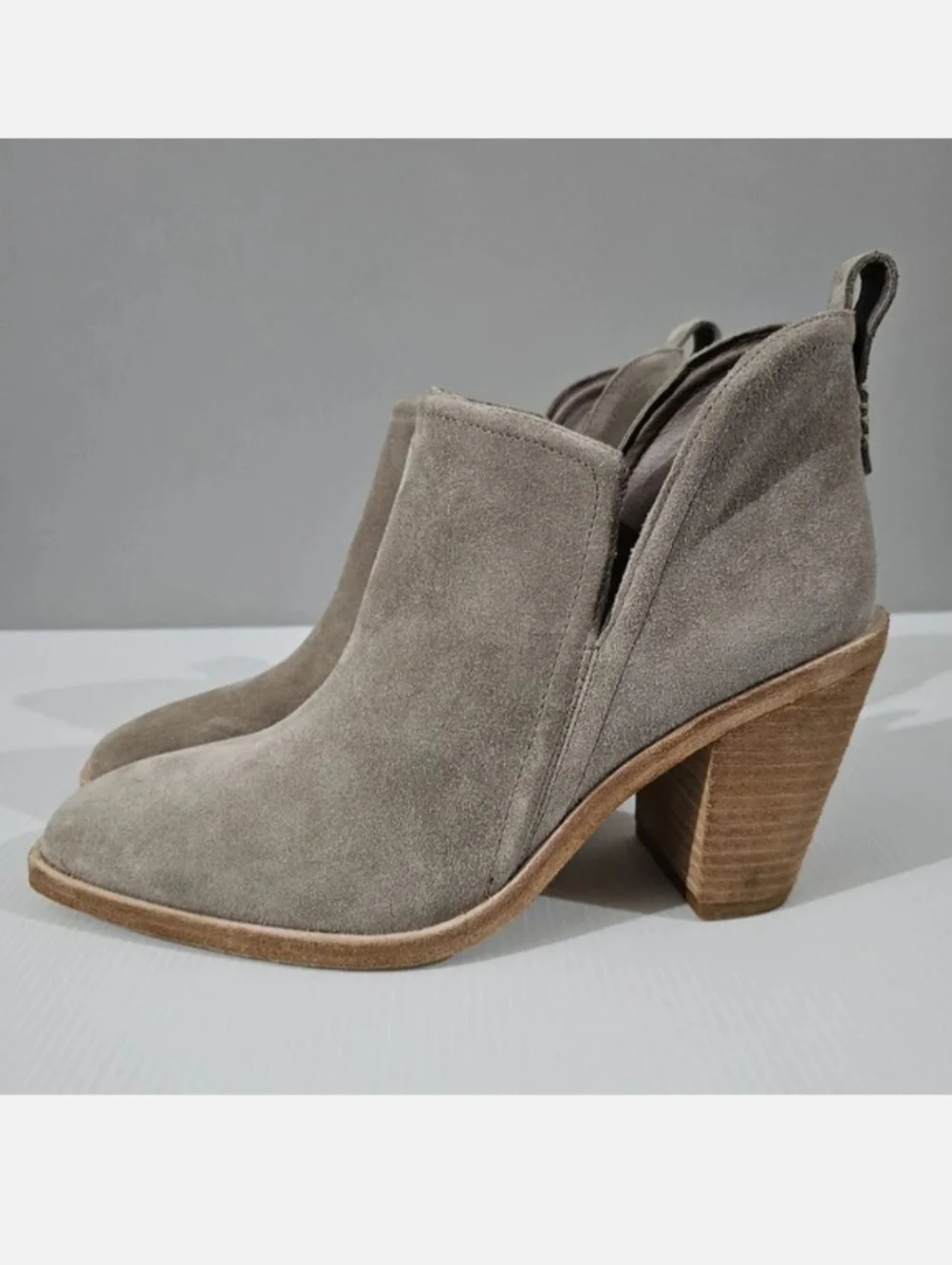 Jeffrey Campbell Rosee Ankle Boot Womens 10 Taupe Suede Western Block Heel NEW